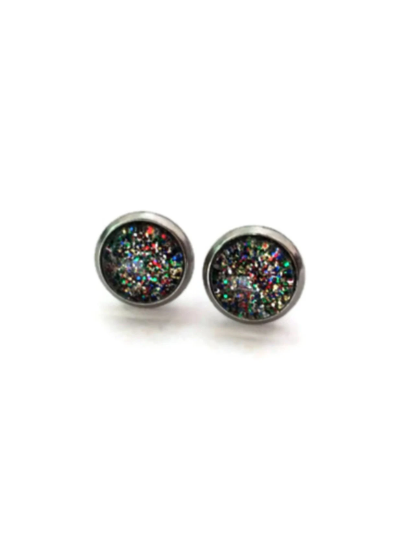 Kids Colorful Glitters Stud Earrings / " Leave a Little Sparkle Wherever You Go "