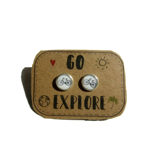 Bike Kids Stud Earrings / "Go Explore"