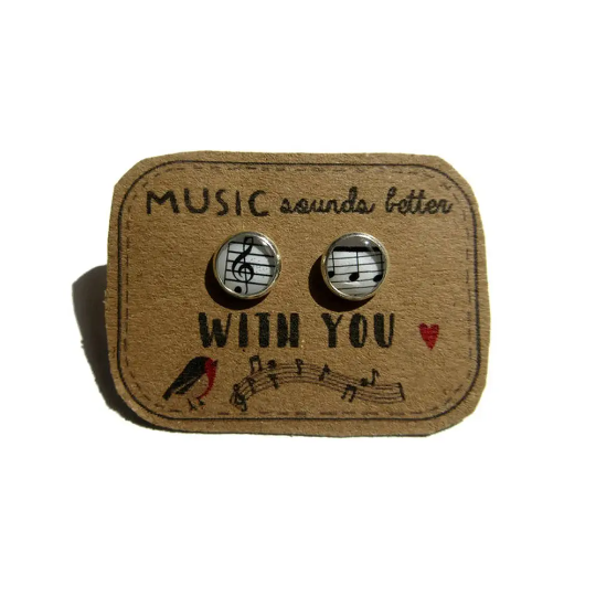 Kids Music Stud Earrings/ "Music sounds Better with You"