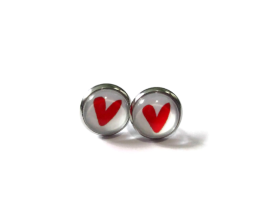 Red Heart Kids Stud Earrings / Best Friend of the world!