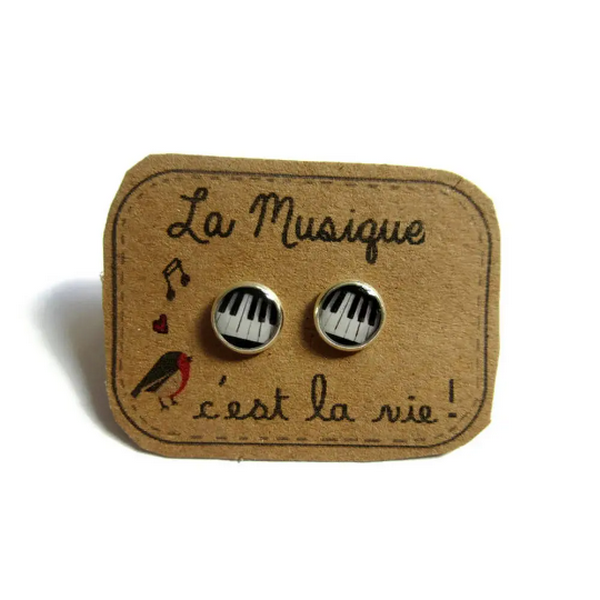 Piano Kids Stud Earrings / "La Musique c'est la Vie"