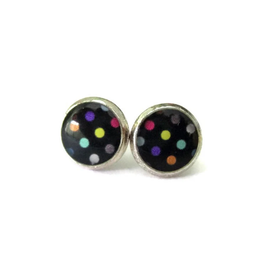 Puces d'Oreilles Enfant Pois Multicolores