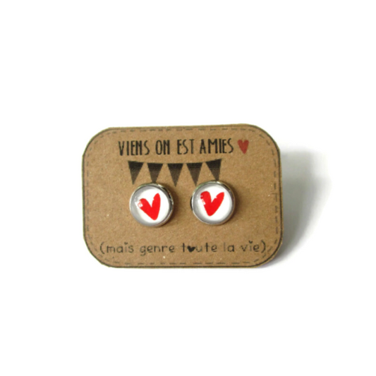 Red Heart Kids Stud Earrings / Viens on est amies (mais genre toute la vie)!